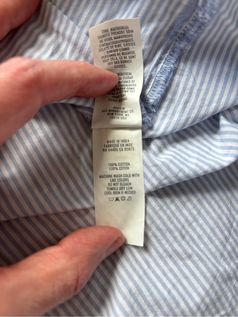 aerie Light Blue Striped Button-Down size small - Picture 9 of 10